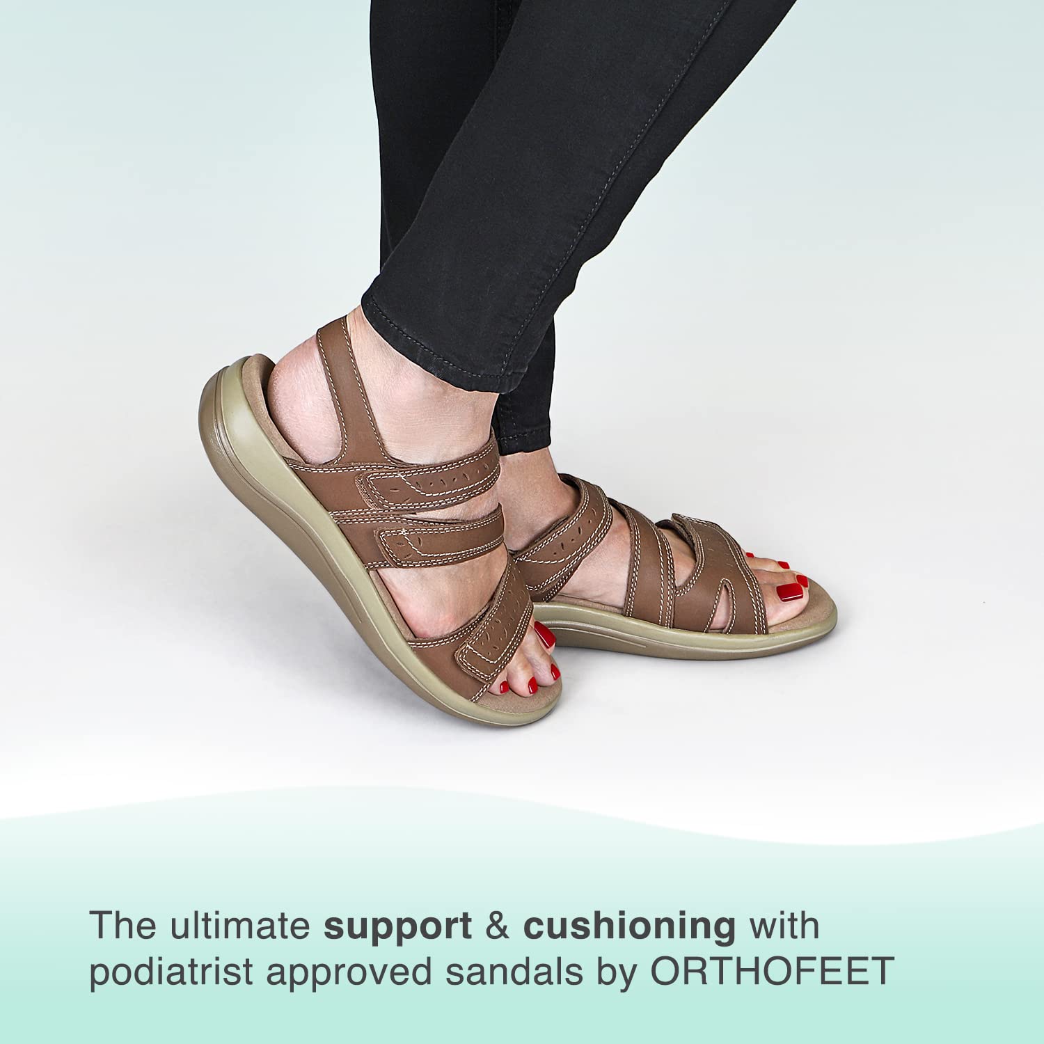Orthofeet Women's Orthopedic Leather Adjustable Naxos Sandals - Comfortable Arch Support for Plantar Fasciitis & Heel Pain Relief - Perfect for Walking, Travel & Everyday Wear