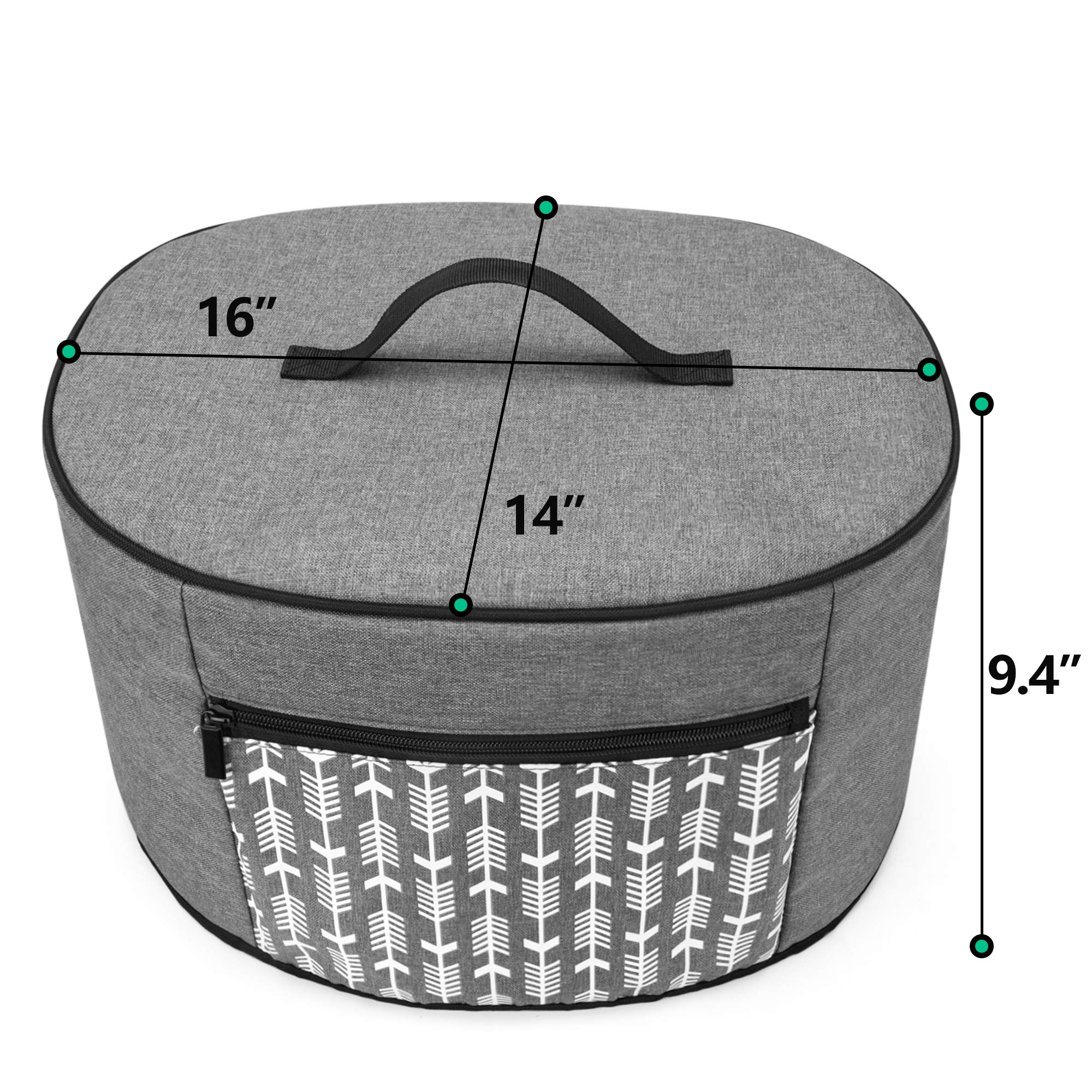 YARWO 6-8 Quart Slow Cooker Dust Cover - Compatible with Crock Pot & Hamilton Beach - Zippered Storage Pocket & Wipe-Clean Liner - Gray with Arrow Design - Perfect for Kitchen Storage & Appliance Protection