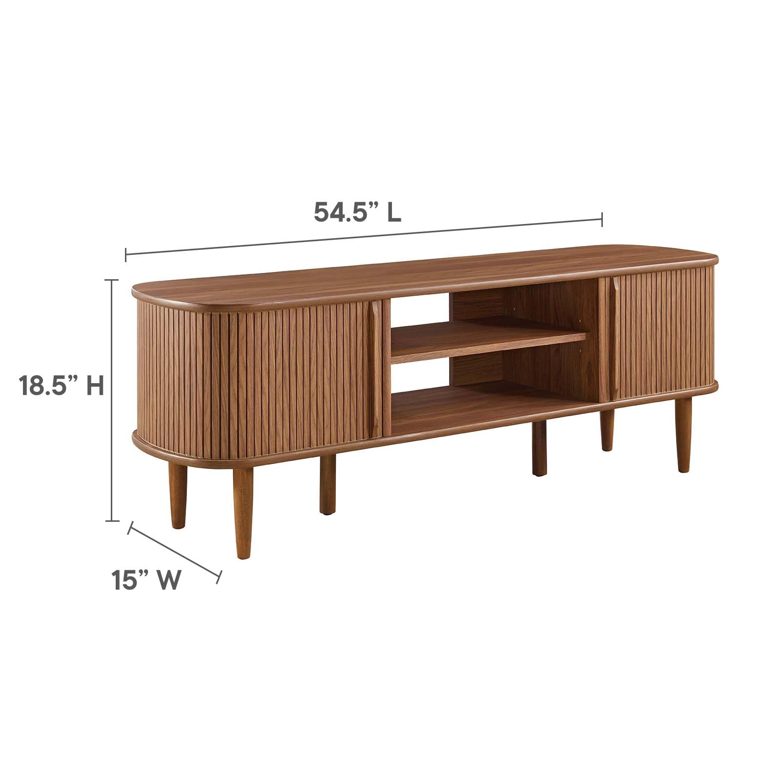 Modway Contour Mid-Century Modern TV Stand - Walnut Finish, 15 x 54.5 x 18.5 Inches - Perfect for Living Room, Bedroom & Home Theater Entertainment Centers
