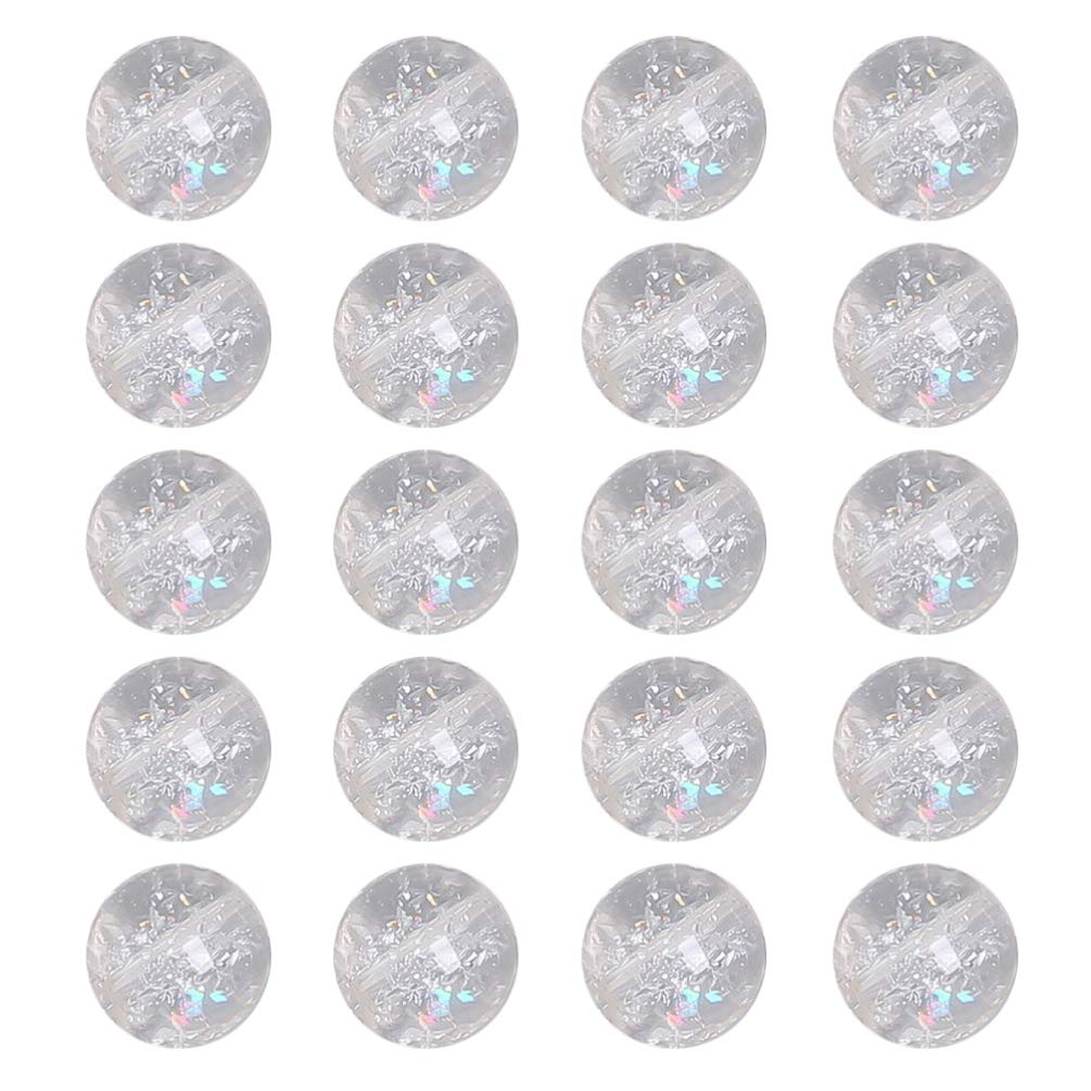 ARTIBETTER 40Pcs 10mm Round Jade Crystal Beads - Loose Quartz Gemstone Crackle Glass Beads for Jewelry Making, Necklaces & Bracelets (White) | DIY Craft Supplies & Handmade Jewelry Accessories
