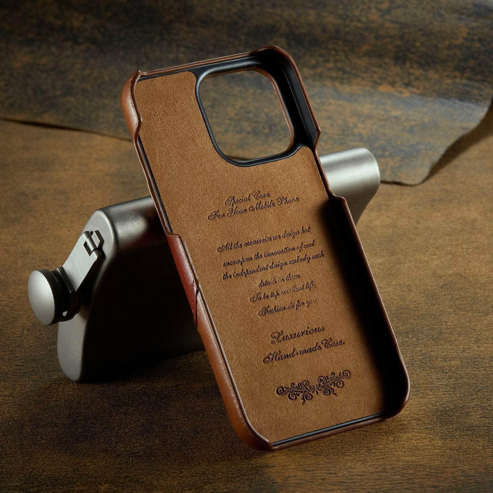 360° Rotating iPhone 15 Pro Max Case with Ring Kickstand - Genuine Leather Protective Cover for Hands-Free Viewing, Video Calls & Photography