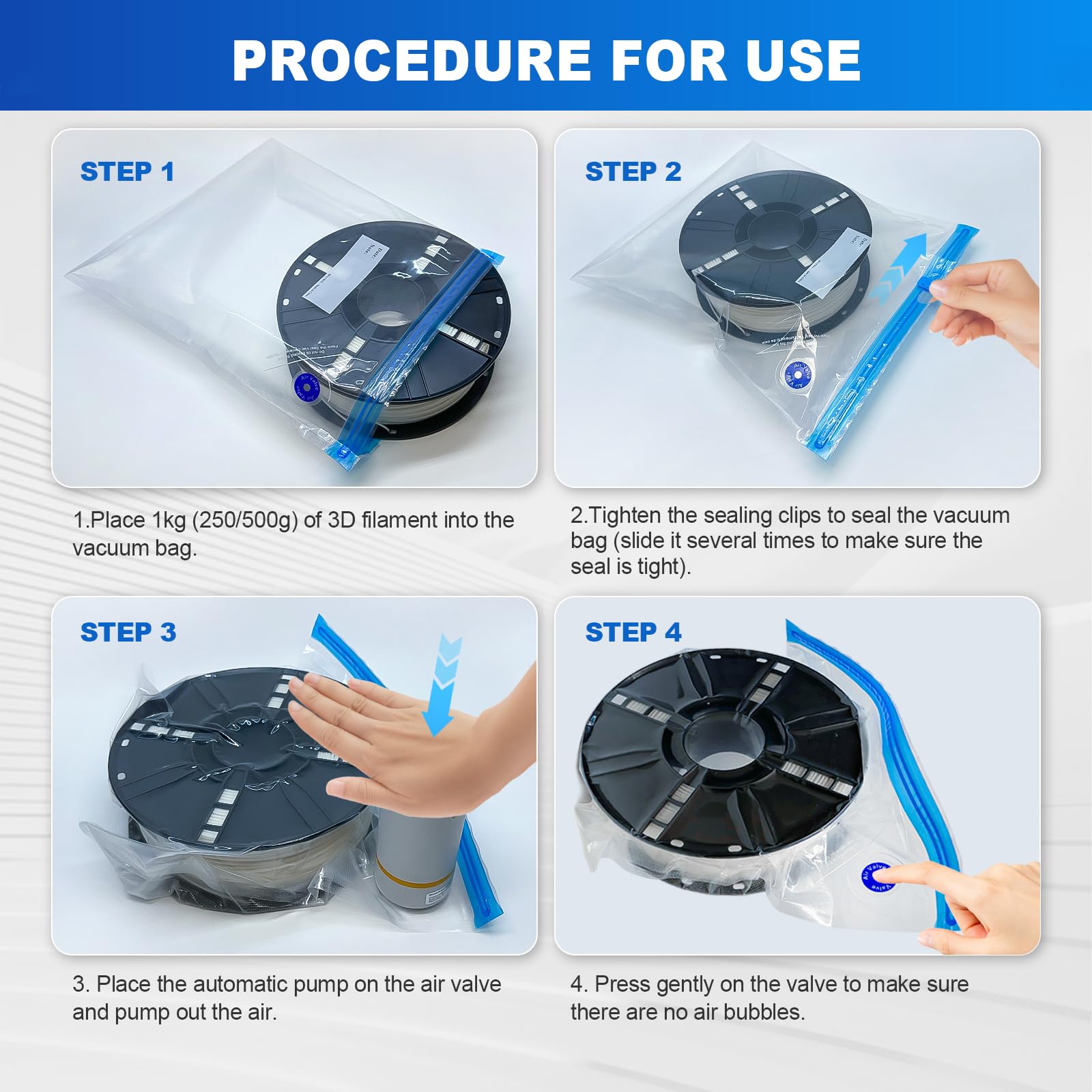 Premium 3D Filament Storage Kit with Electric Pump – 20 Vacuum Storage Bags for Dustproof & Moistureproof Protection | Keep Filament Dry & Fresh | Ideal for 3D Printing Enthusiasts & Professionals