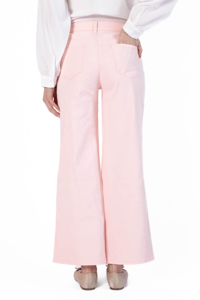 Sutton Pink Wide Leg Patch Pocket Jeans for Women - High Waisted Vintage Denim Pants with Side Pockets | Perfect for Casual Outfits, Street Style & Boho Fashion