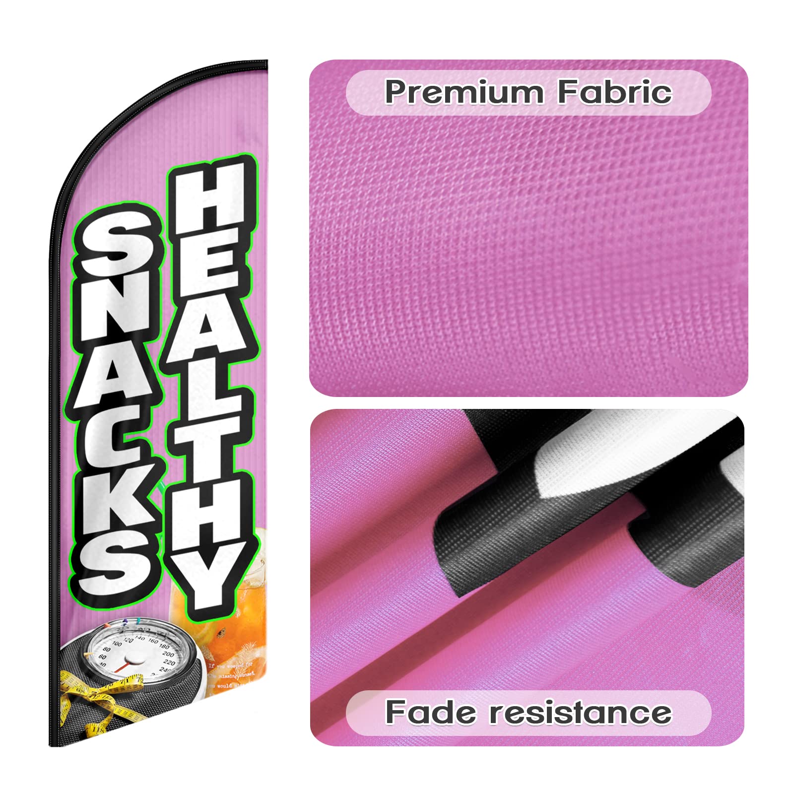 8FT Healthy Snacks Themed Feather Flag - Vibrant Polyester Advertising Swooper Flag for Business Promotion, Fade Resistant & Weatherproof (Flagpole Not Included) - Perfect for Grocery Stores, Health Food Shops, and Outdoor Events