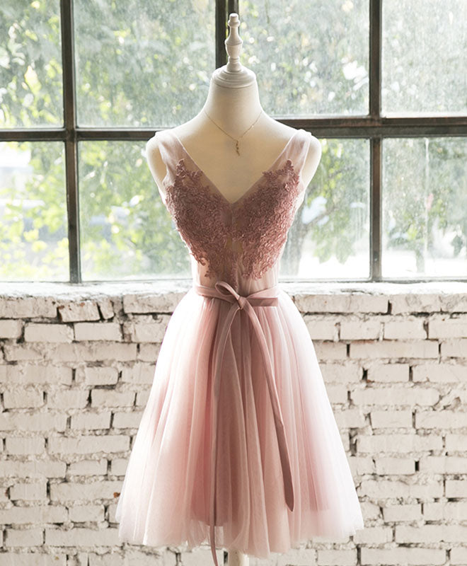 Elegant Pink Lace Tulle Short Prom Dress for Homecoming - Perfect for Parties, Dances & Special Occasions