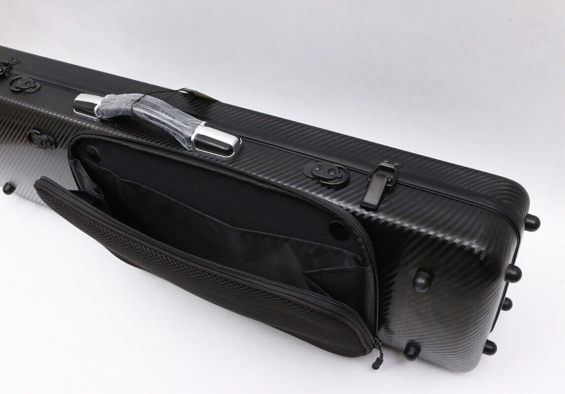 Premium Carbon Fiber Full Size 4/4 Violin Case - Lightweight, Durable & Secure with Rectangular Code Lock & Adjustable Strap (Black) - Perfect for Travel, Performances & Professional Musicians