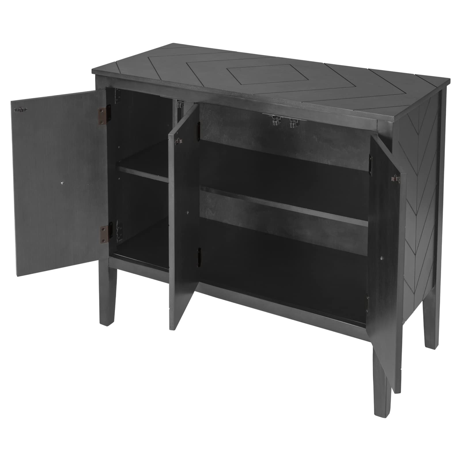 Antique Gray Wooden Accent Storage Cabinet with Adjustable Shelf - U-Shaped Modern Sideboard for Entryway, Living Room & Bedroom - Perfect for Home Organization & Stylish Storage Solutions