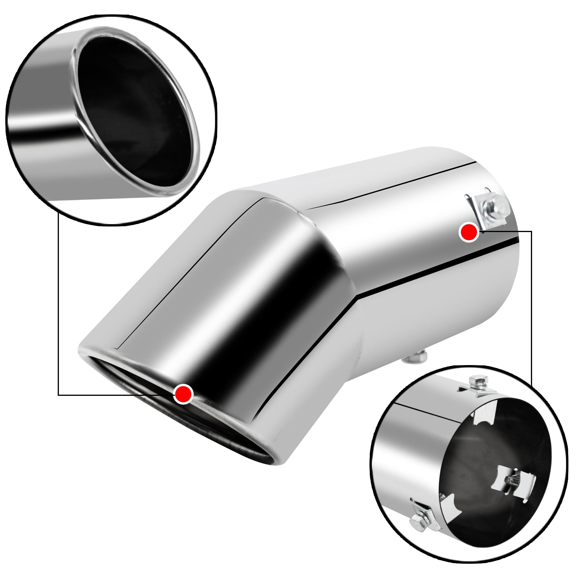 Stainless Steel Exhaust Tips for Cars - 2.75 to 3 Inch Universal Fit - Silver Tail Pipe Upgrade for Enhanced Vehicle Appearance - Perfect for Car Modifications & Performance Enhancement