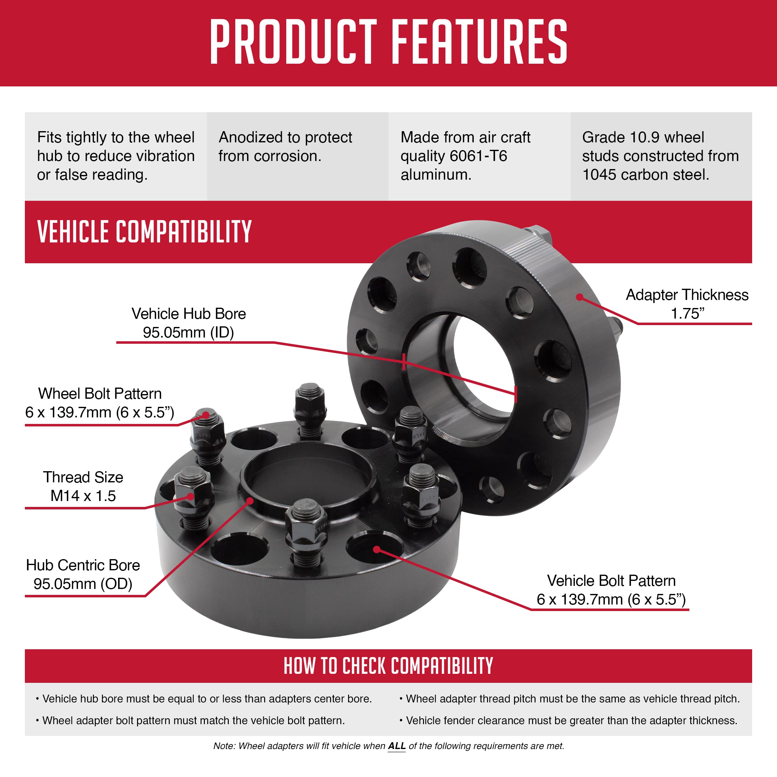 4 Pcs Hubcentric Wheel Spacers Adapters 6x5.5