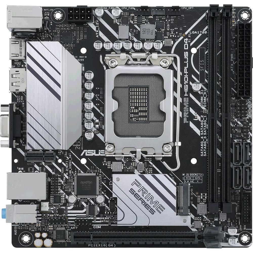 ASUS PRIME H610I-PLUS D4 CSM Mini-ITX Motherboard - Intel LGA 1700 Socket, DDR4 RAM, PCIe 4.0 - Perfect for Compact Gaming PC & Home Office Builds