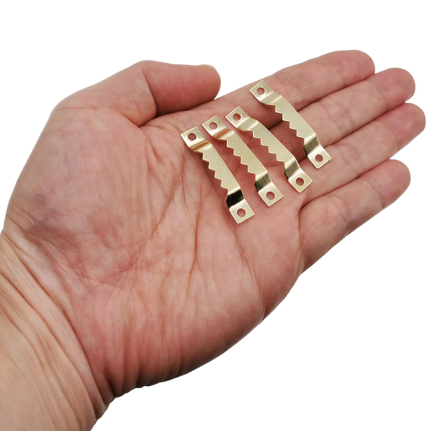 100 Pack Gold Sawtooth Picture Hangers with Screws - Heavy Duty Picture Hanging Hooks for Paintings, Photo Frames, Artwork & Wall Decor - Secure Hanging Solution for Home, Office & Gallery Displays