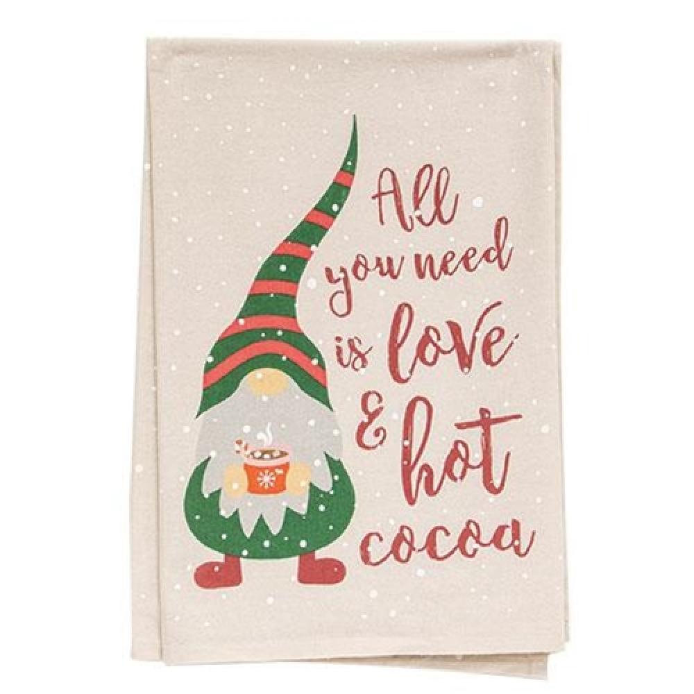 All You Need is Love & Hot Cocoa Dish Towel - Christmas Kitchen Towel Set for Baking, Cooking and Holiday Decor
