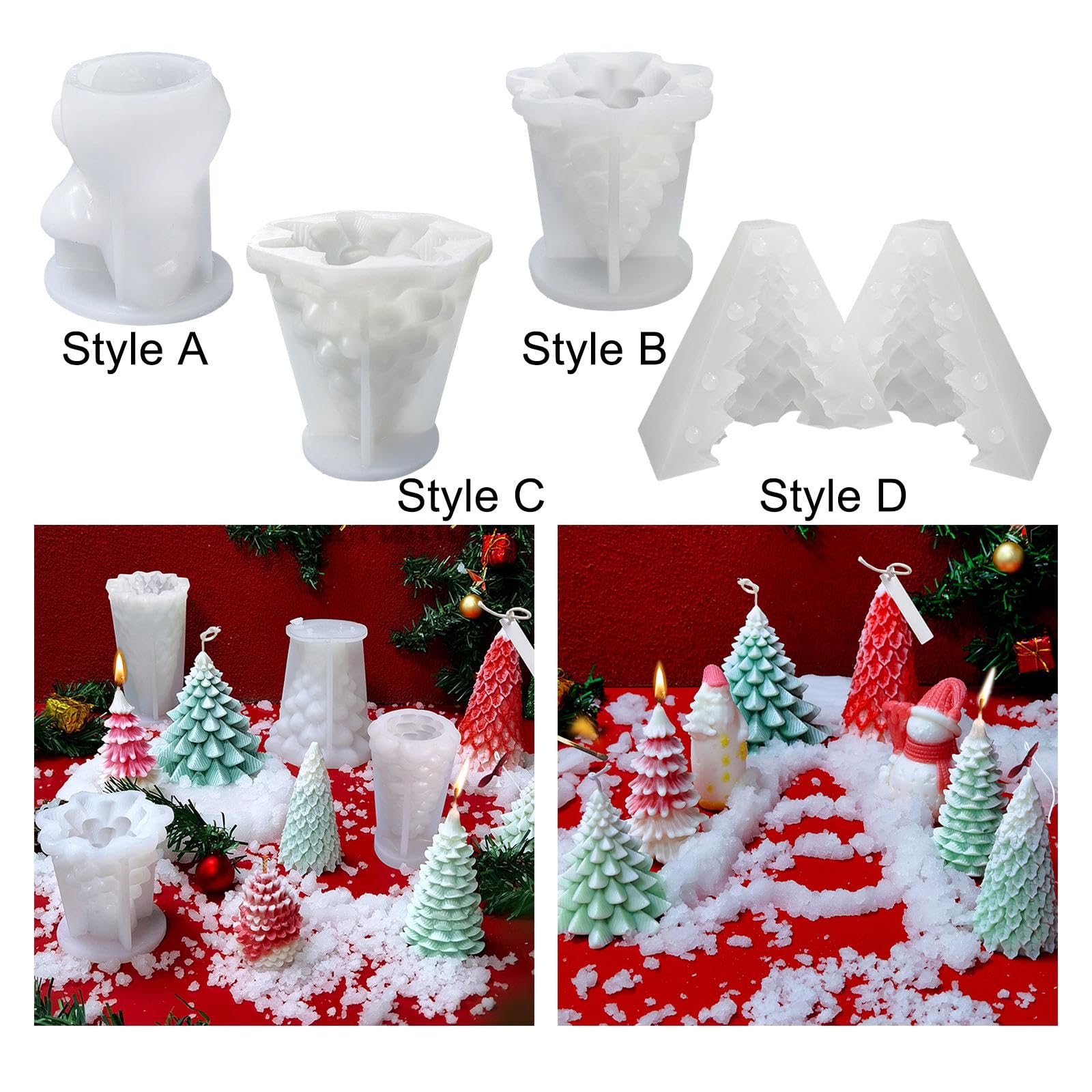 SECRET DESIRE Christmas Silicone Mold for Candle & Soap Making - Festive Holiday Decor DIY Craft Kit (Style A) | Perfect for Christmas Gifts, Home Decor, and Holiday Crafting Projects