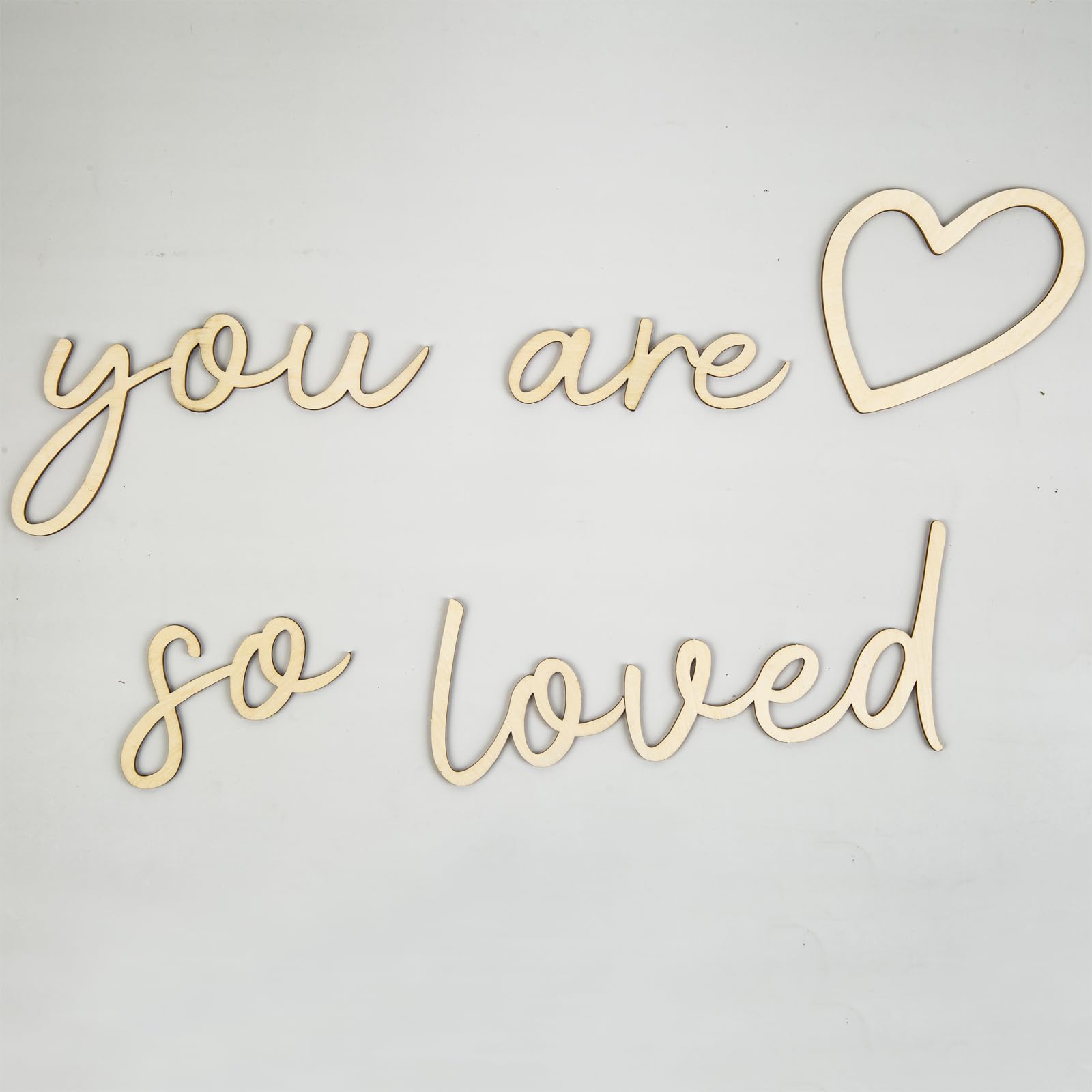 You Are So Loved Wooden Wall Decor - Boho Wooden Script Art for Nursery, Kids Room, Baby Boys & Girls Bedroom - Heart Decal Included - Perfect for Nursery Wall Decor & Baby Shower Gifts