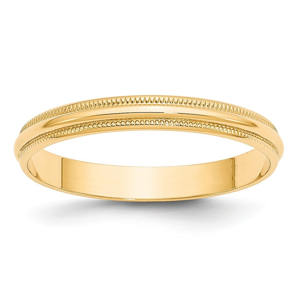 14K Yellow Gold 3mm Milgrain Dome Wedding Band Ring for Women - Classic Plain Wedding Ring for Brides, Engagement, Anniversary & Everyday Jewelry