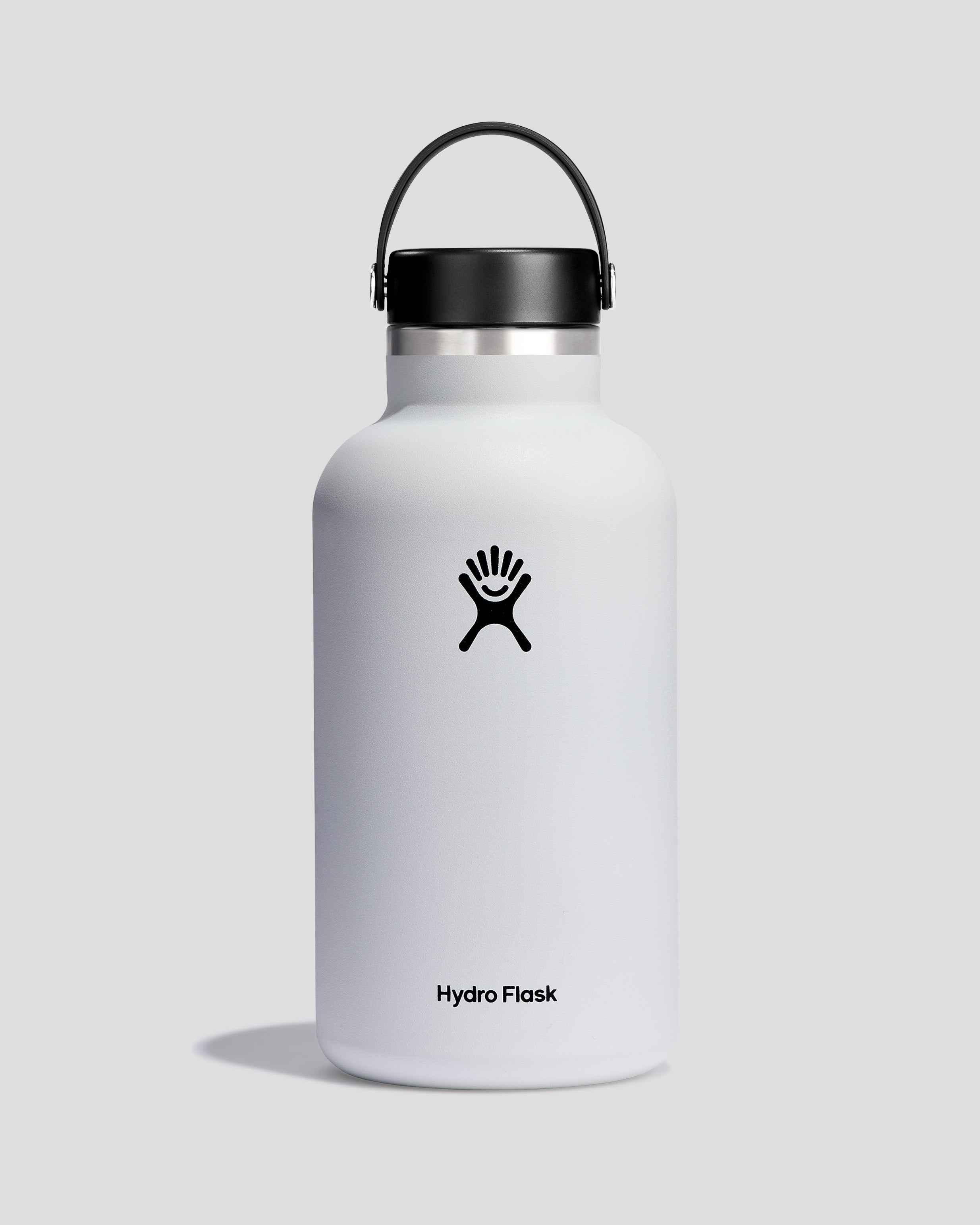 Hydro Flask Wide Mouth Water Bottle 1.9L (64 oz) - Insulated Stainless Steel Vacuum Flask - Keeps Drinks Cold for 24 Hours & Hot for 12 Hours - Perfect for Hiking, Camping, Gym & Outdoor Activities - White