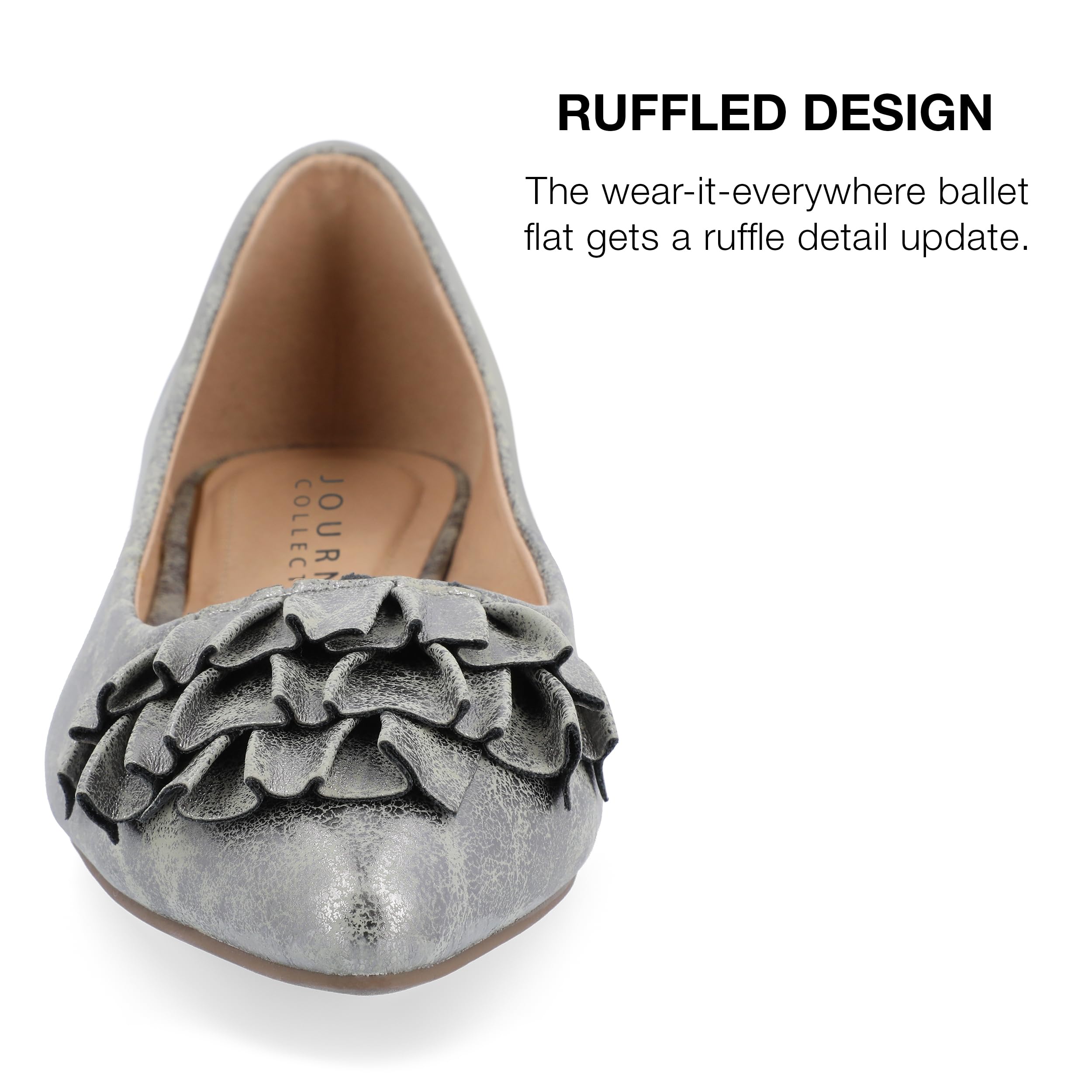 Journee Women's Judy Dress Flats - Comfortable Ballet Shoes for Work, Wedding & Casual Wear | Slip-On Loafers with Cushioned Insoles for All-Day Comfort
