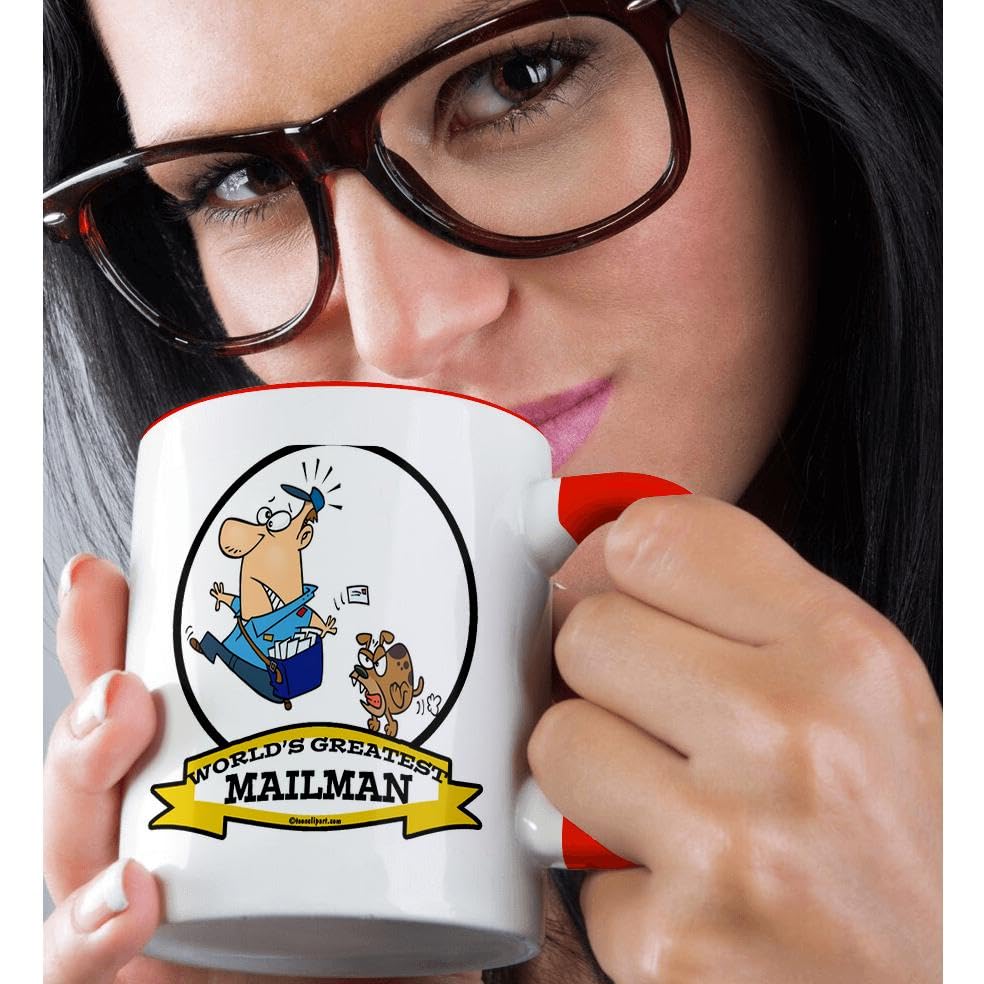 3dRose 11oz Funny Worlds Greatest Mailman II Cartoon Coffee Mug - Perfect Gift for Postal Workers & Cartoon Lovers - Ideal for Office Use, Home Brews & Gift Giving