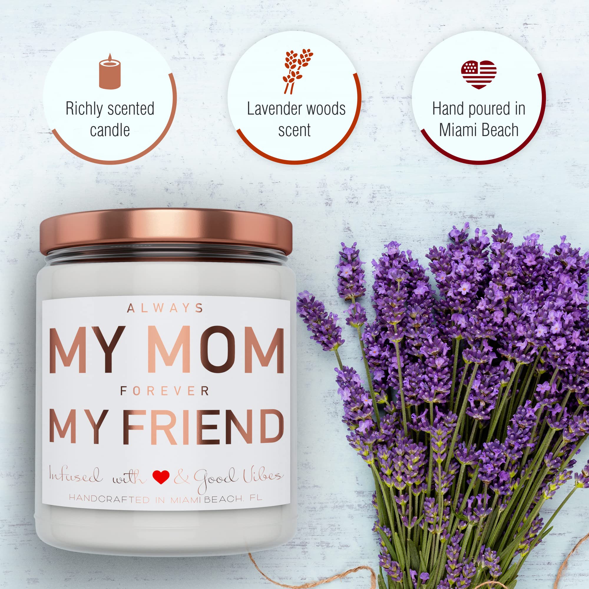 Mom Candle Gift Set - 9 oz Soy Wax Candle with Lavender Woods Scent | Funny & Unique Mother's Day or Birthday Present from Daughter/Son | Made in USA by Mint Sugar Candle Company | Perfect for Relaxation, Home Decor & Thoughtful Surprises