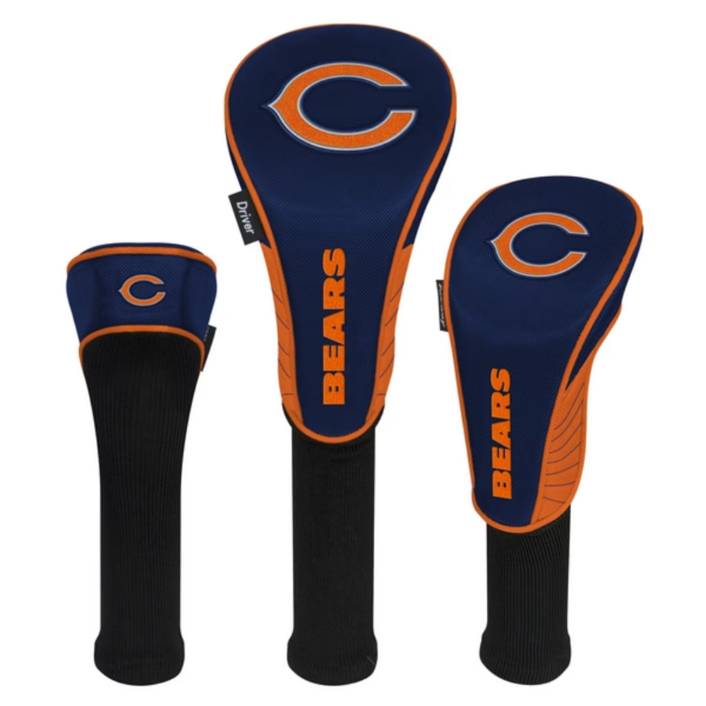 Chicago Bears Golf Headcovers Set - Driver, Fairway & Hybrid Club Protectors for Men & Women | Perfect for NFL Fans, Golf Enthusiasts & Game Day Play