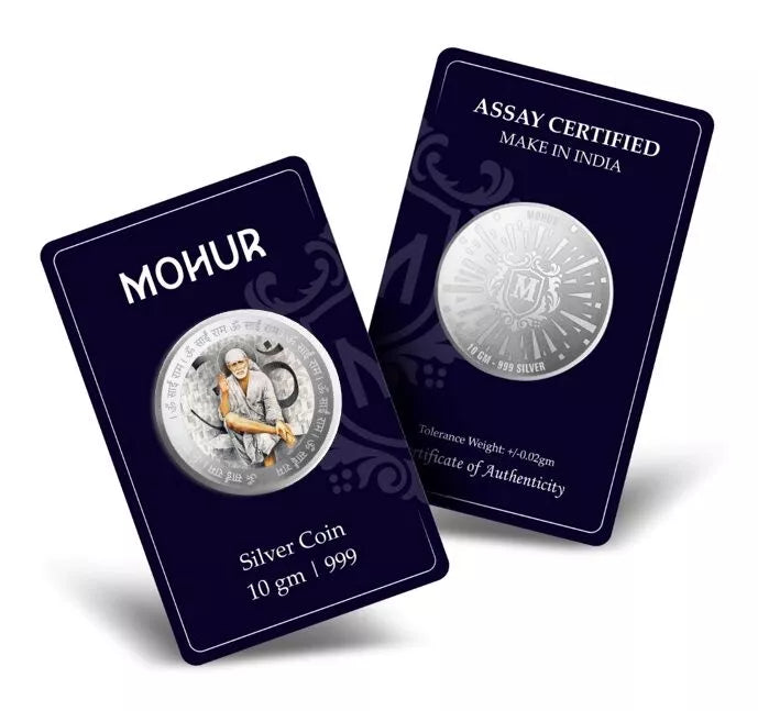 999 Pure Silver Sai Baba 10g & 20g Commemorative Coins (Design 27) - Perfect for Puja, Gifts & Silver Investment Collections