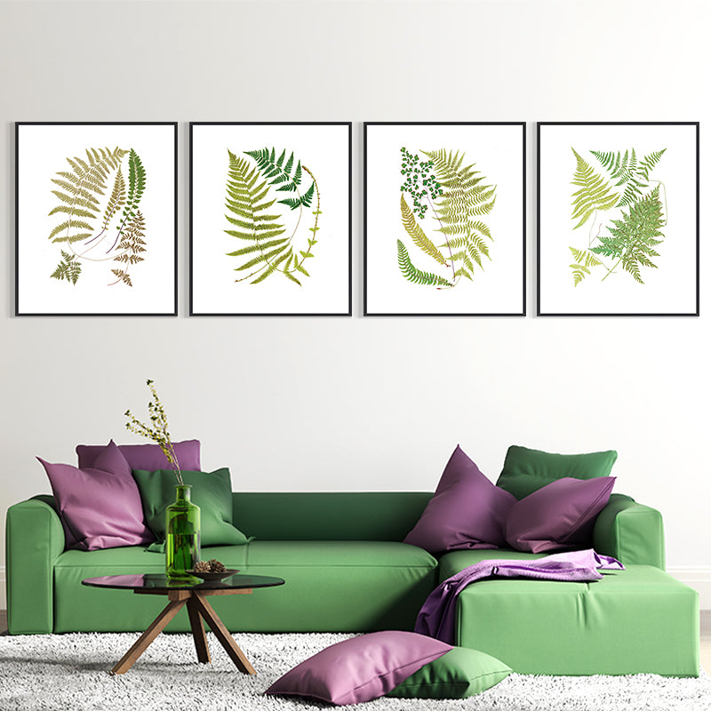 Green Leaves Canvas Print - Modern Plant Art with Floater Frame - Perfect for Living Room, Bedroom & Office Wall Decor