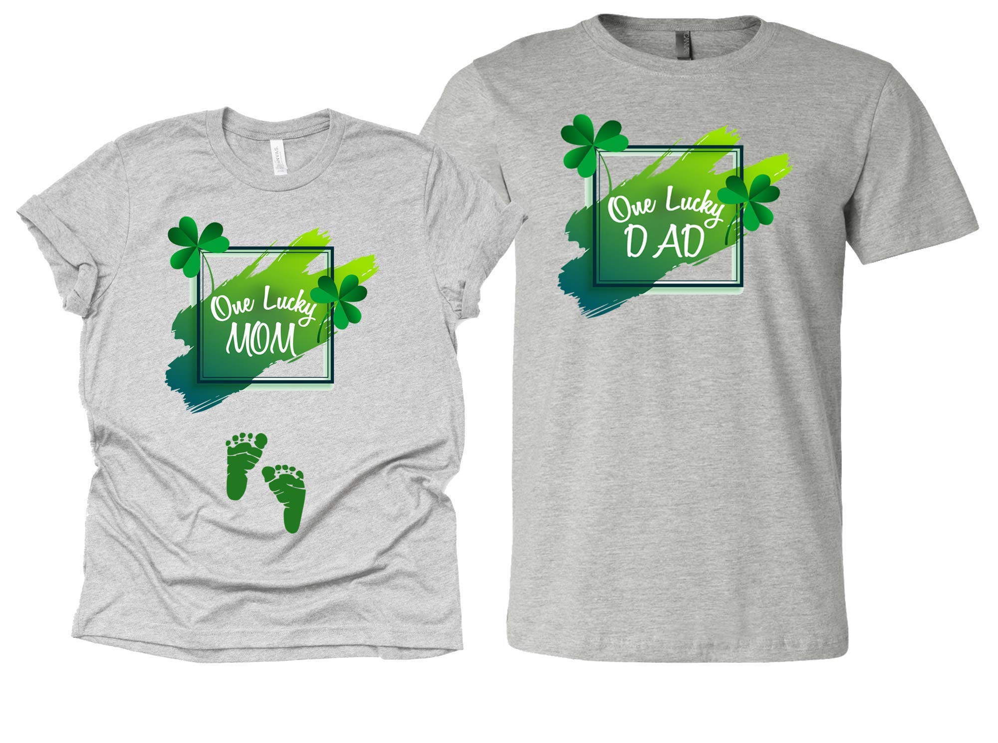 One Lucky Mom & Dad Shirts - St Patrick's Day Matching Couples Tees for Pregnancy Announcement - Perfect for Holidays, Family Photos & Special Occasions