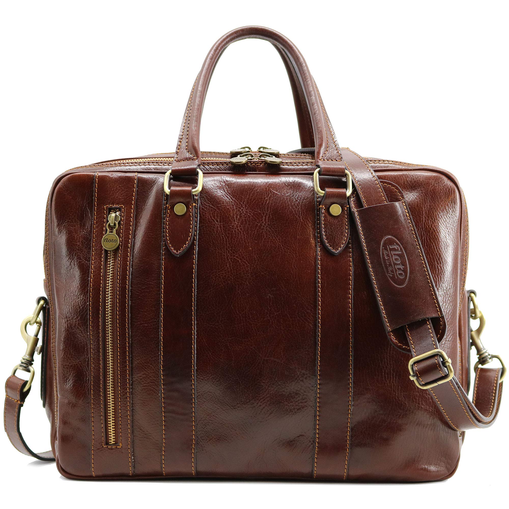 Premium Genuine Leather Laptop Briefcase for Men & Women - Floto Firenze Professional Computer Messenger Bag for Work, Business Travel & Office Commute