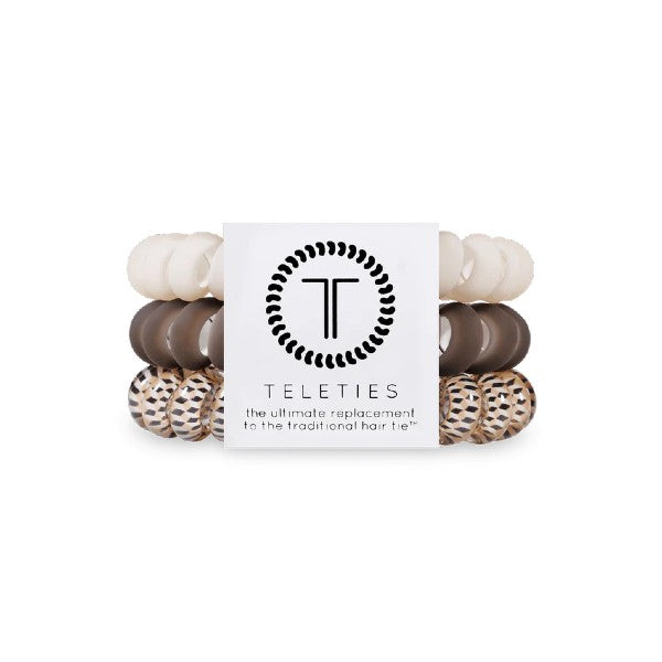 Teleties Large Hair Ties - 3 Pack Set | No Damage Hair Elastics for Thick Hair | Perfect for Workouts, Yoga & Everyday Styling