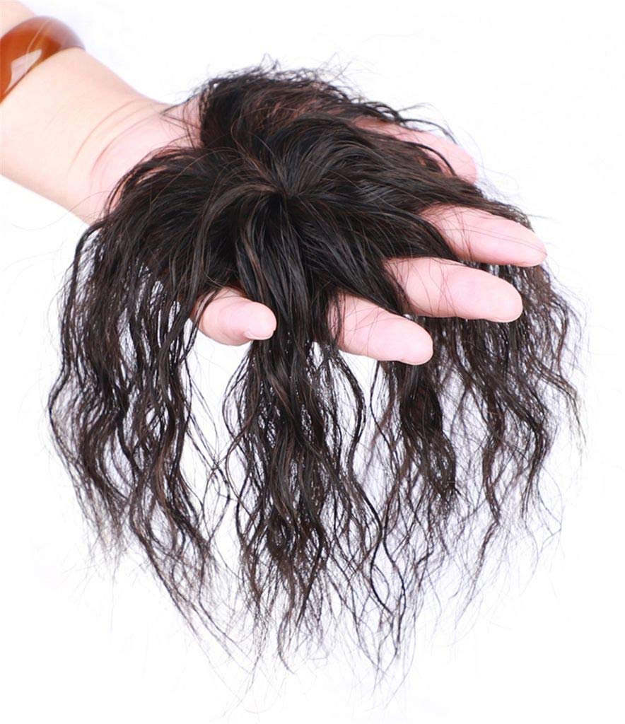LXUE Women's Natural Curly Human Hair Topper for Bald Spots & Thinning Hair - 6