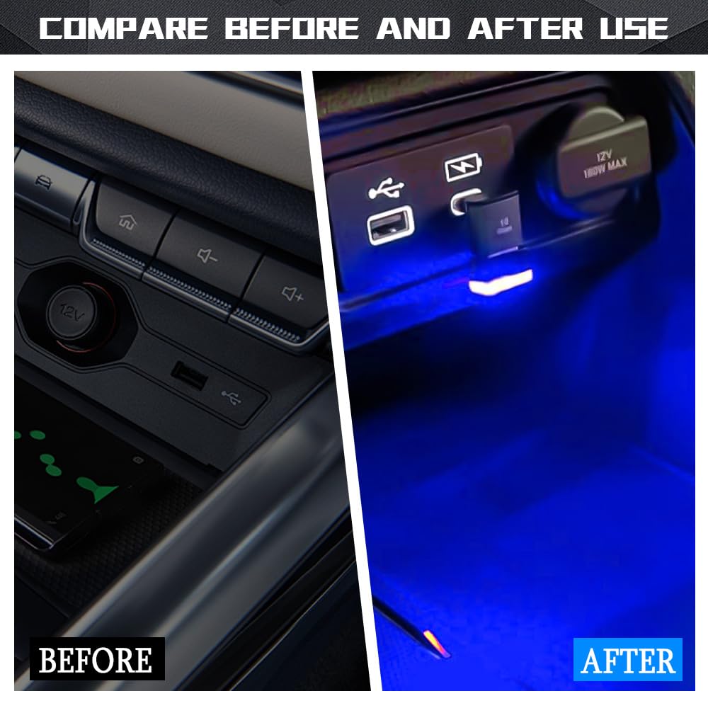 2PCS USB LED Car Interior Atmosphere Lamp - Mini USB Ambient Lighting Kit for Most Cars, Car Night Lights & Decoration Lights | Perfect for Dashboard, Footwell, and Cup Holder Lighting - Enhance Your Driving Experience at Night
