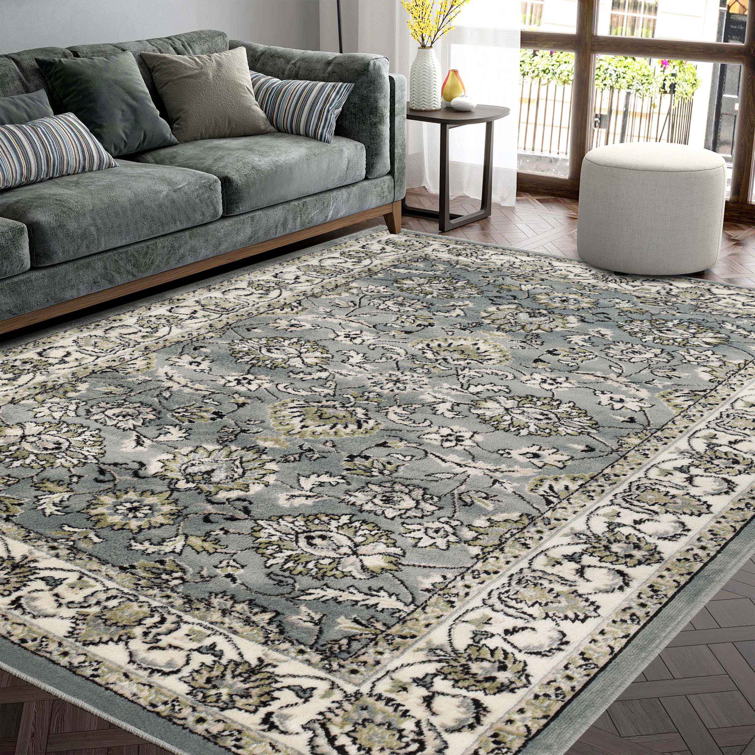 Lille Elegant Floral Indoor Area Rug - Non-Slip Soft Living Room Carpet Runner for Bedroom, Hallway & Entryway Decor