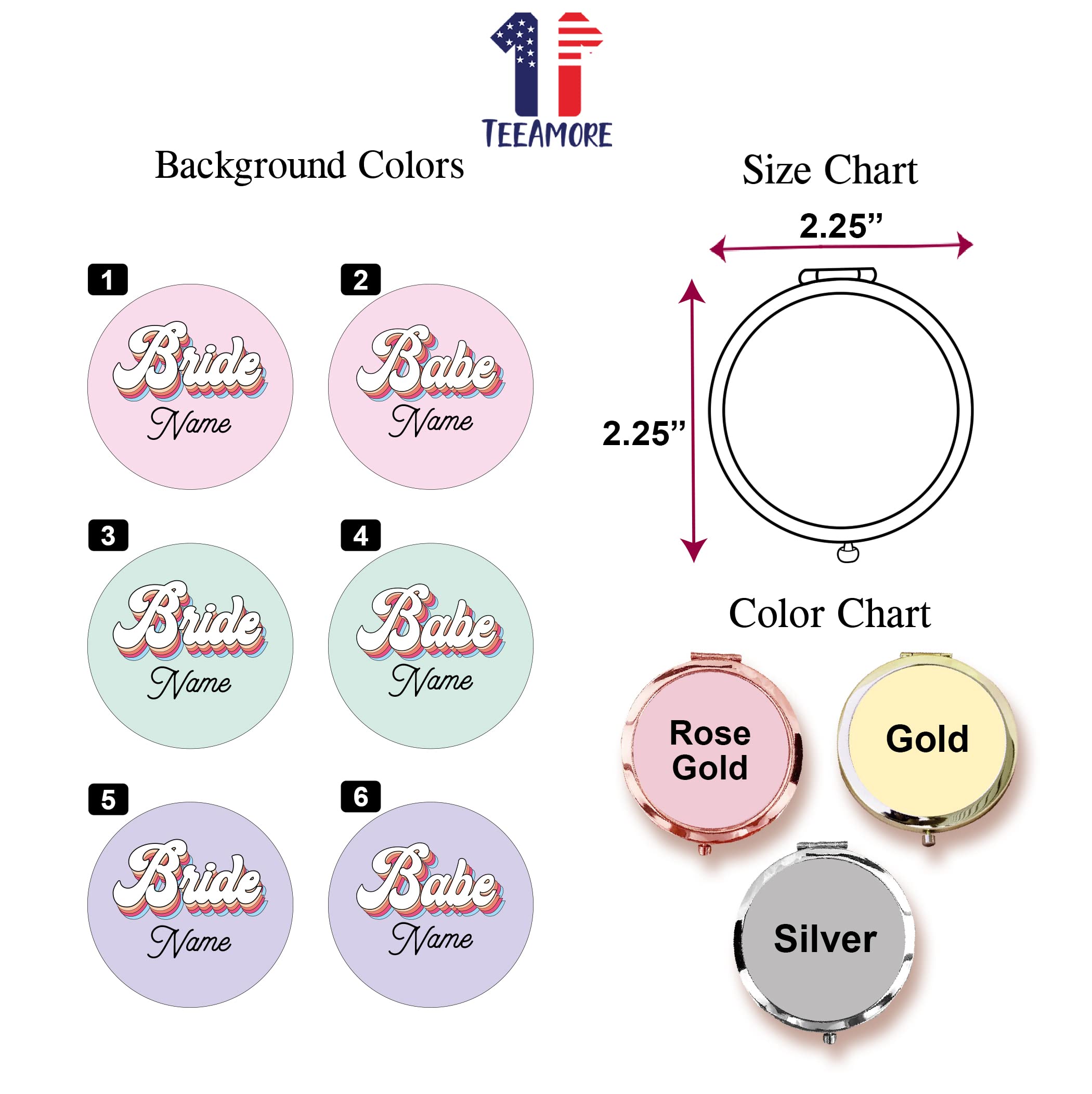 Personalized Compact Mirror - Bridal Party Gifts for Travel & Makeup