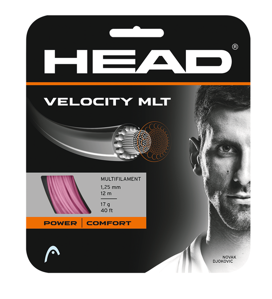Head Velocity MLT 17/1.25 Tennis String (Pink) - Premium Performance Tennis Racket String for Spin & Control - Perfect for Competitive Play & Training Sessions