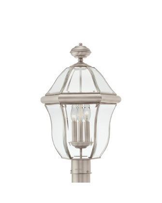 Quoizel SX9013 P Sussex Collection 3-Light Outdoor Post Lantern - Pewter Finish - Weatherproof Exterior Lighting for Patio, Garden, and Driveway