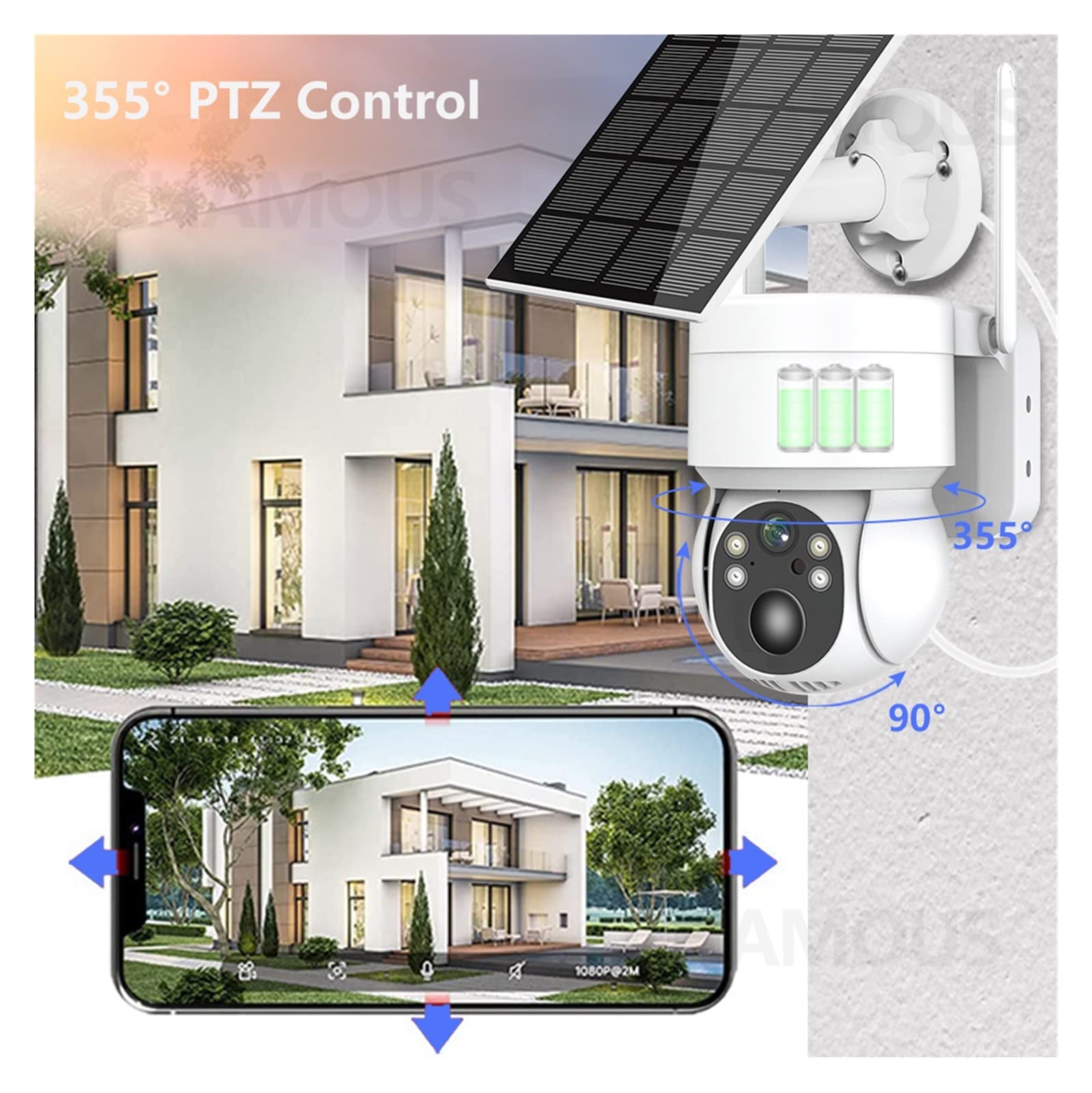 SilteD 2.5K 4MP Solar Security Camera Outdoor - Wireless WiFi IP Surveillance Camera with 128GB SD Card, Weatherproof, Long Battery Life for Home & Business Protection | Ideal for Backyard, Garage & Property Monitoring