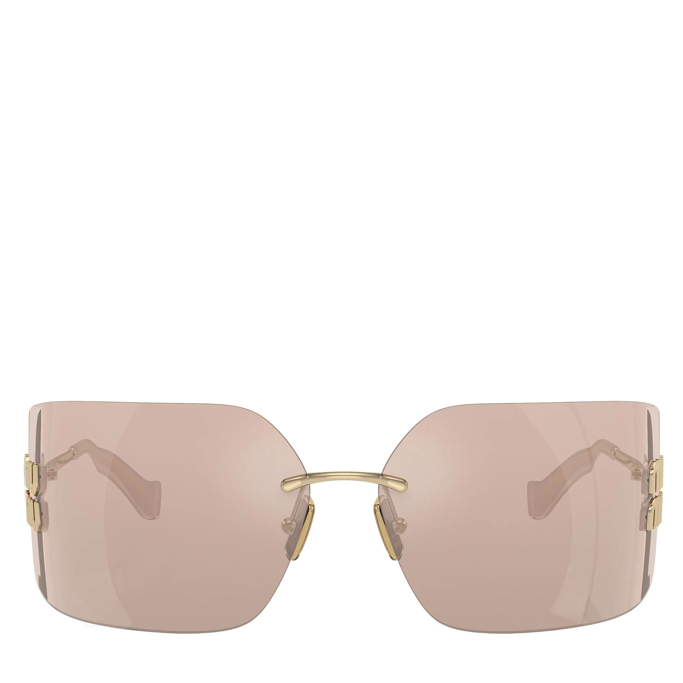 Miu Miu MU54YS Runway Wrap Metal Sunglasses - Pale Gold & Pink Lenses for Women | Fashionable UV Protection for Outdoor, Beach & Driving