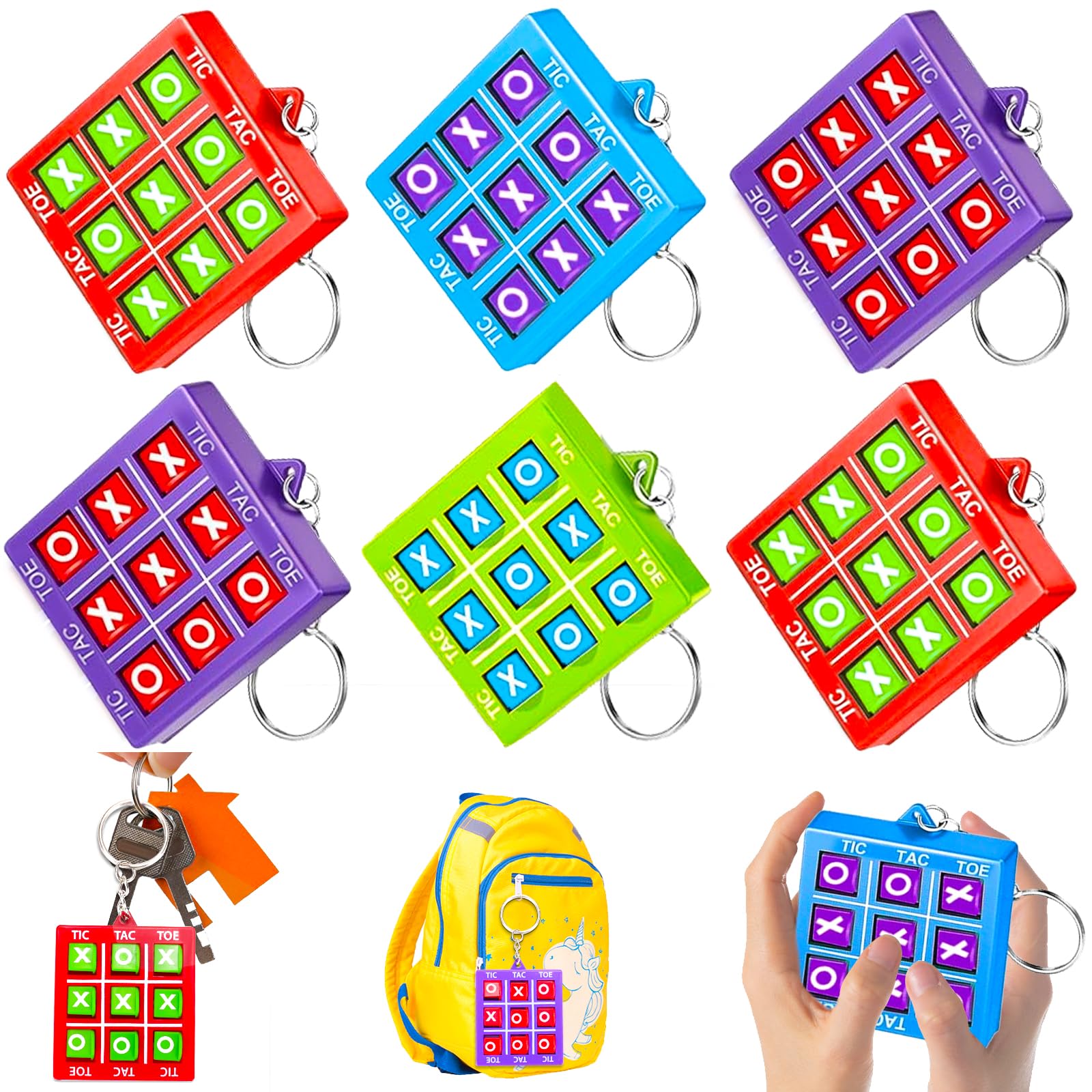 16 Pcs Tic Tac Toe Game Keychain Set - Fun Party Favors for Kids Ages 4-12 | Birthday Goodie Bags, Classroom Rewards, Treasure Chest Prizes, Easter Basket Stuffers & Pinata Fillers - Perfect for Birthday Parties, School Events & Holiday Celebrations