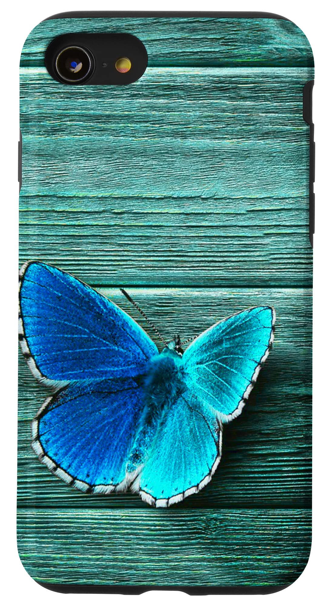iPhone SE (2020) / 7 / 8 Aesthetic Blue Butterfly Phone Case - Vintage Floral Design for Art Lovers | Perfect Gift for Women & Girls, Ideal for Everyday Use, Travel & Photography