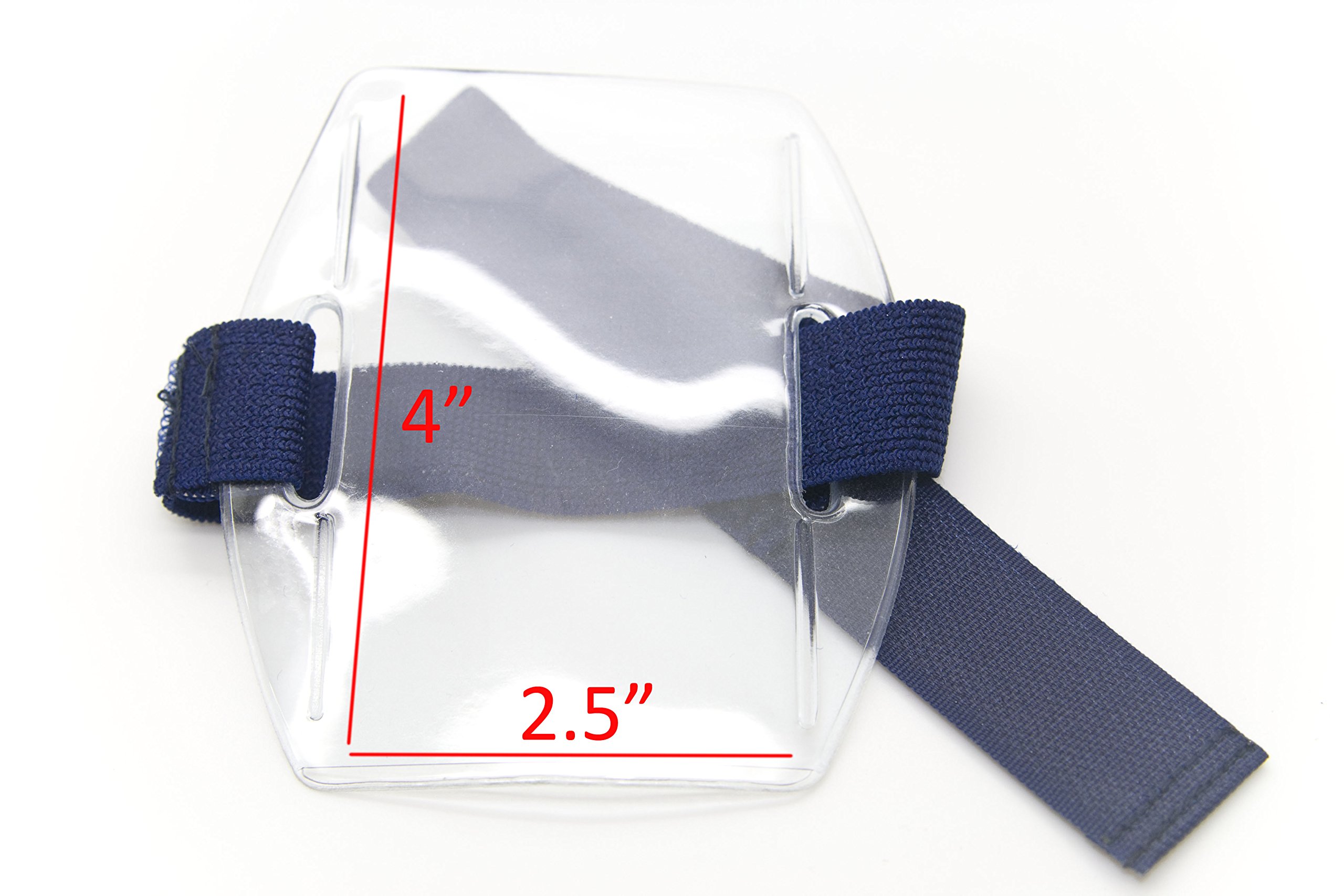 25pcs Armband ID Badge Holder with Adjustable Blue Strap - Waterproof & Durable for Nurses, Security, Events - Perfect for Hospitals, Gyms & Workplaces