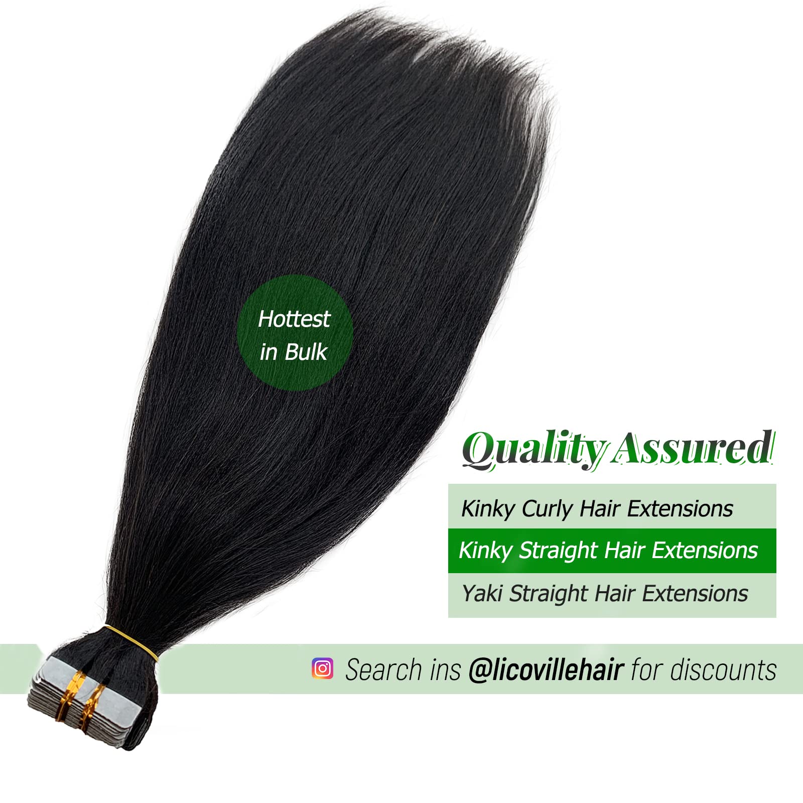 24 Inch Yaki Straight Tape-In Hair Extensions - Invisible Black Human Hair for Black Women | Natural Color, Real Human Hair, Light Yaki Texture | Perfect for Daily Wear, Special Occasions & Styling