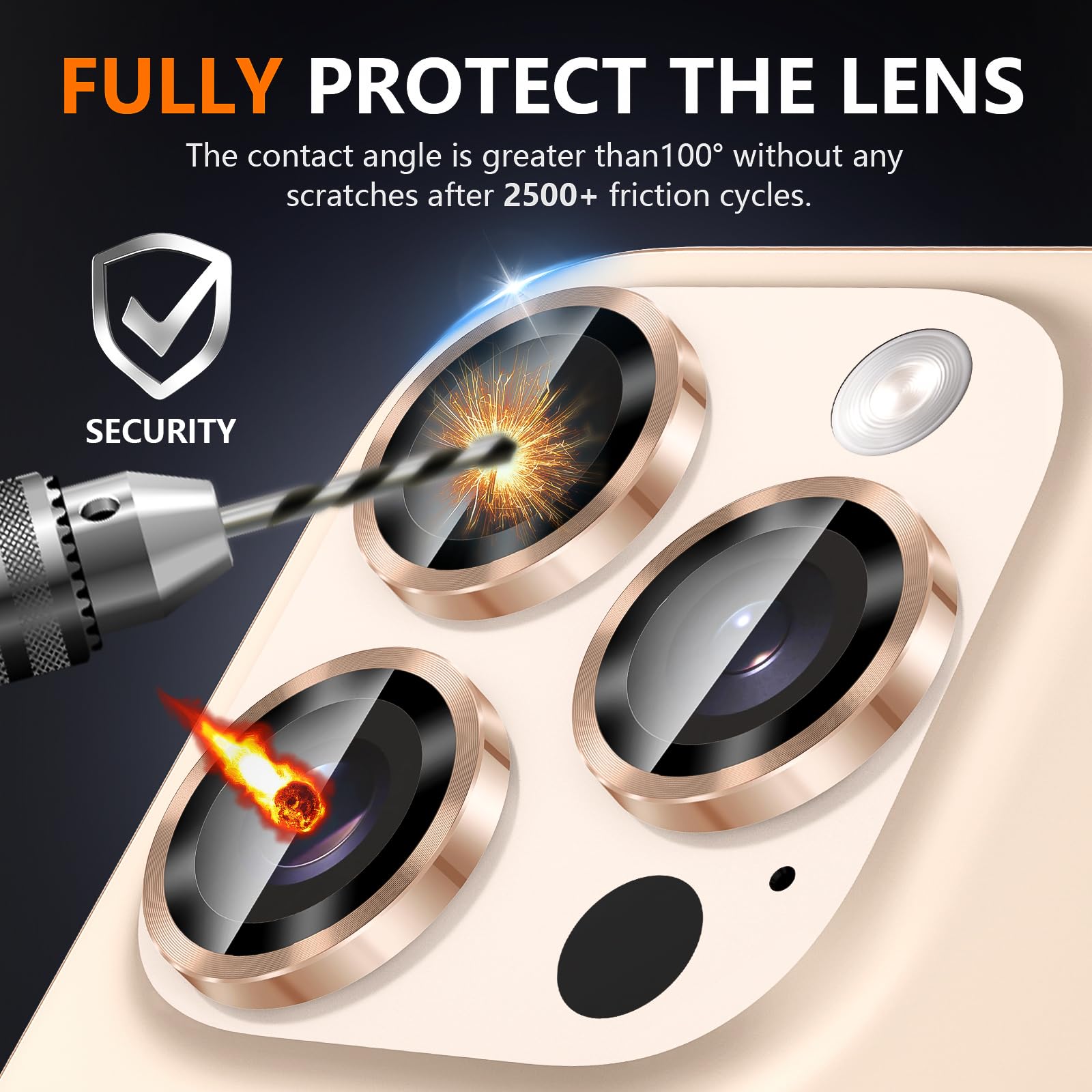 Suoman Premium Metal CD Lines 9H Tempered Glass Camera Lens Protector for iPhone 16 Pro & 16 Pro Max - HD Scratch Resistant, Individual Lens Cover in Bronze | Perfect for Outdoor Photography, Travel & Daily Protection