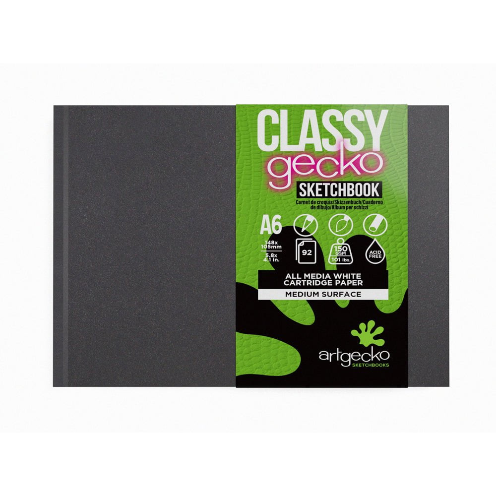 Artgecko Premium A6 Landscape Sketchbook - 92 Pages (46 Sheets) 150gsm White Paper - Perfect for Artists, Travelers & Sketching Outdoors