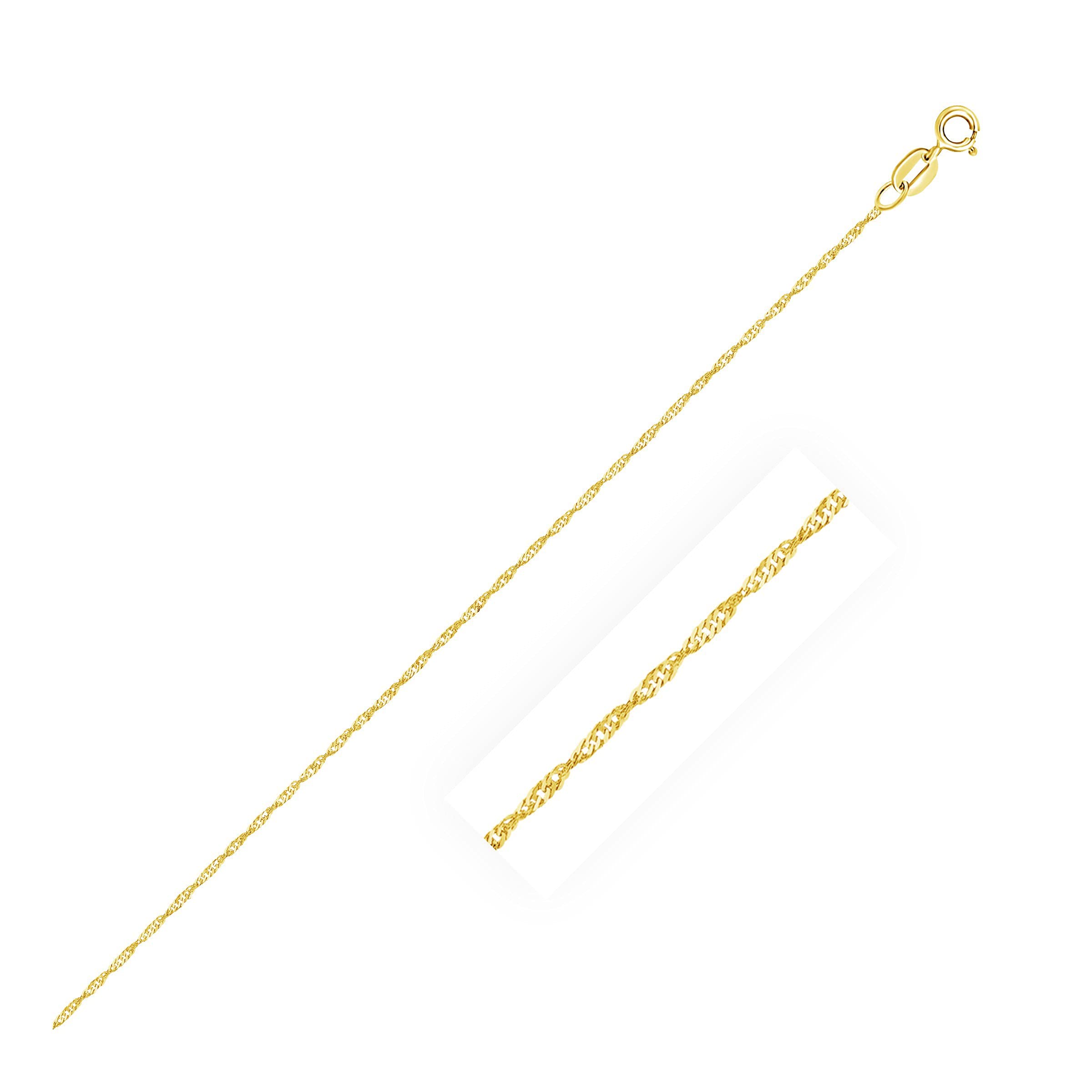14K Yellow Gold Singapore Chain Necklace 0.8mm Dainty Jewelry for Women - Elegant Layering Necklace for Everyday Wear, Gift for Her, Anniversary & Special Occasions