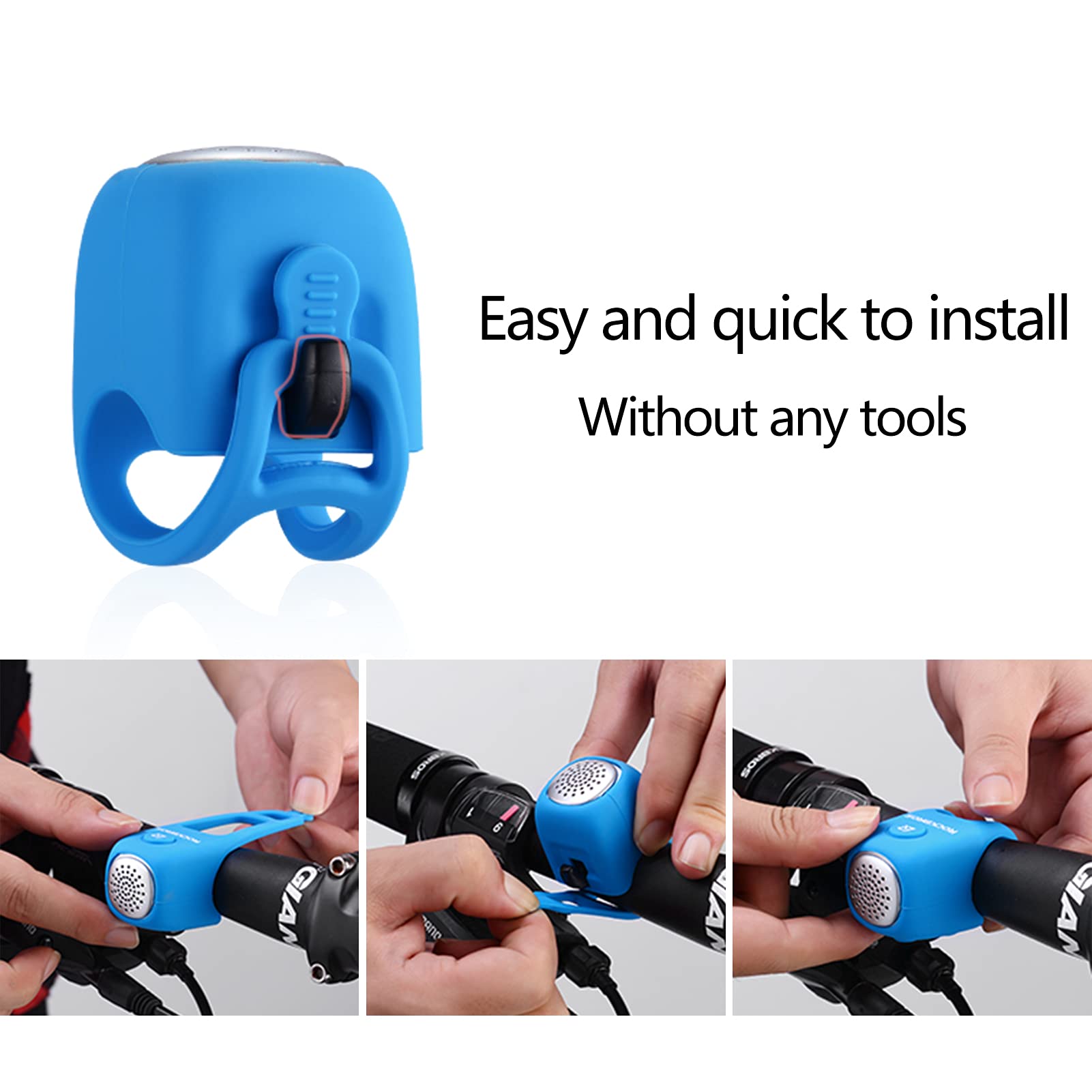 ROCKBROS 90dB Electric Bike Horn - Loud Electronic Bicycle Bell for Adults & Kids - Perfect for Commuting, Mountain Biking & Urban Cycling Safety