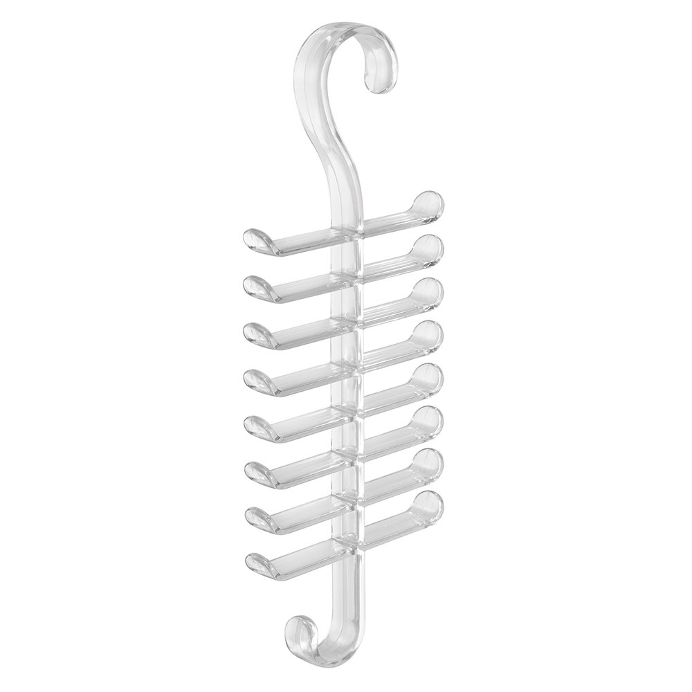 InterDesign Clarity Vertical Closet Organizer Rack for Ties, Belts & Scarves - Clear Plastic Storage Solution for Closet, Bedroom & Office Organization