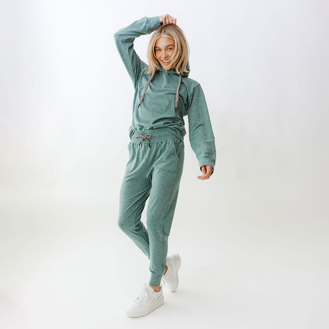 Comfortable Travel Joggers for Women & Men - Lightweight Aqua Blue Athletic Pants for Running, Yoga & Airplane Outfits