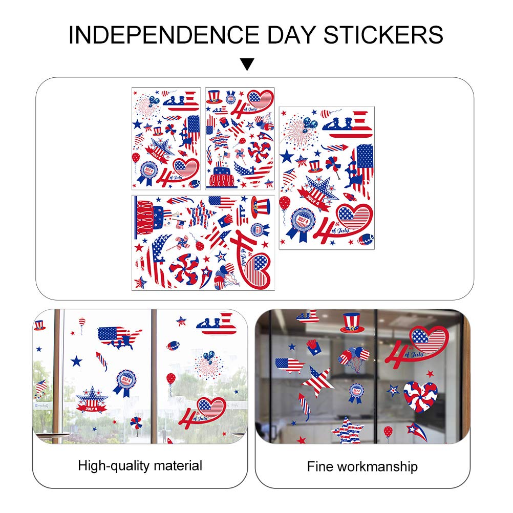 KESYOO 3-Pack Patriotic Window Decals - Waterproof American Flag Stickers for Independence Day & Memorial Day - USA Theme Vinyl Clings for Home, Car & Office Decor