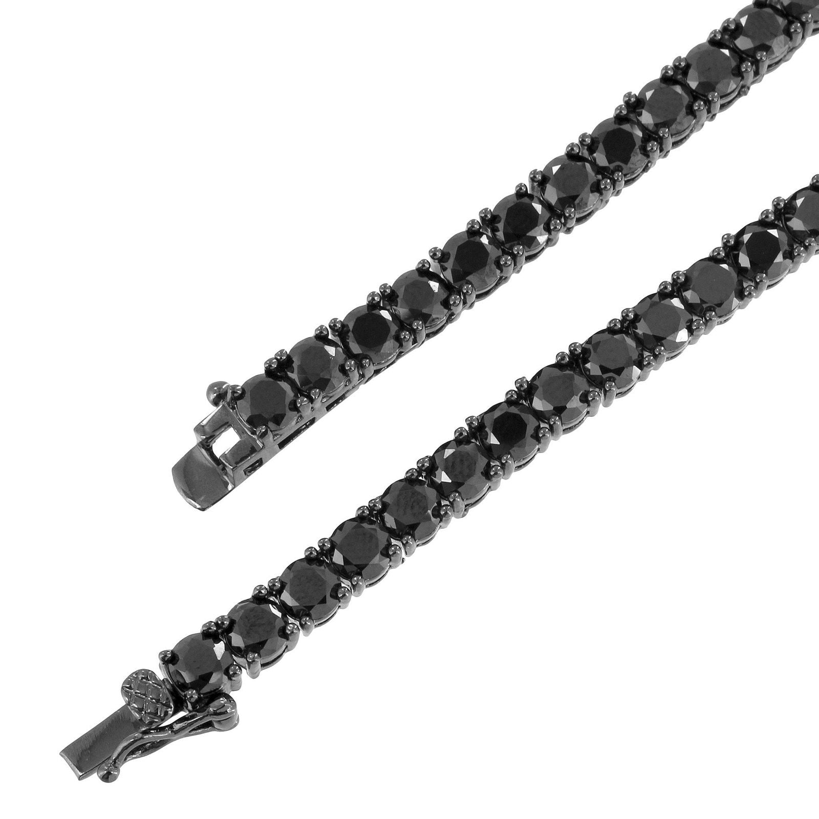 22 4mm Icy Black Gold Finish Simulated Diamond Tennis Chain for Men & Women - Perfect for Christmas Gifts, Parties & Special Occasions