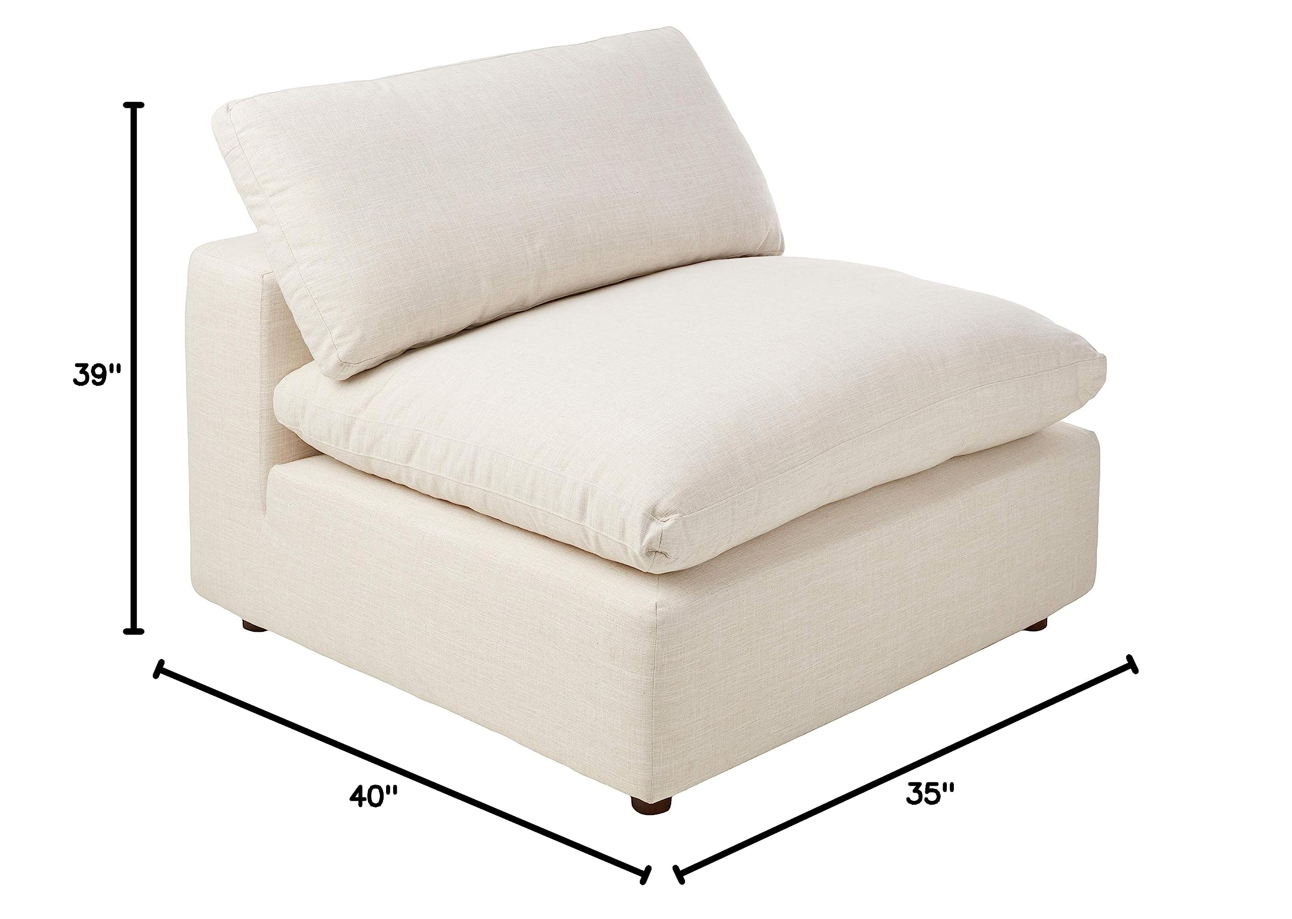Modway Commix Down-Filled Overstuffed Upholstered Armless Sectional Sofa Chair in Beige - Perfect for Living Rooms, Apartments & Cozy Home Decor